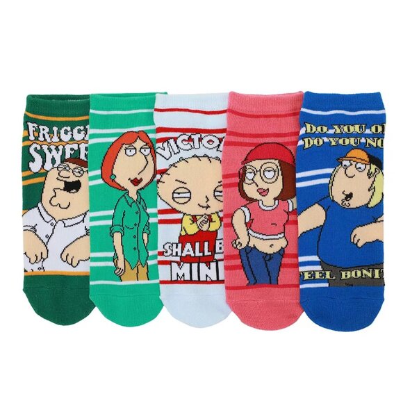 Family Guy  No-Show Womens Striped   Socks 5 Pak - New with tags. - Picture 1 of 11